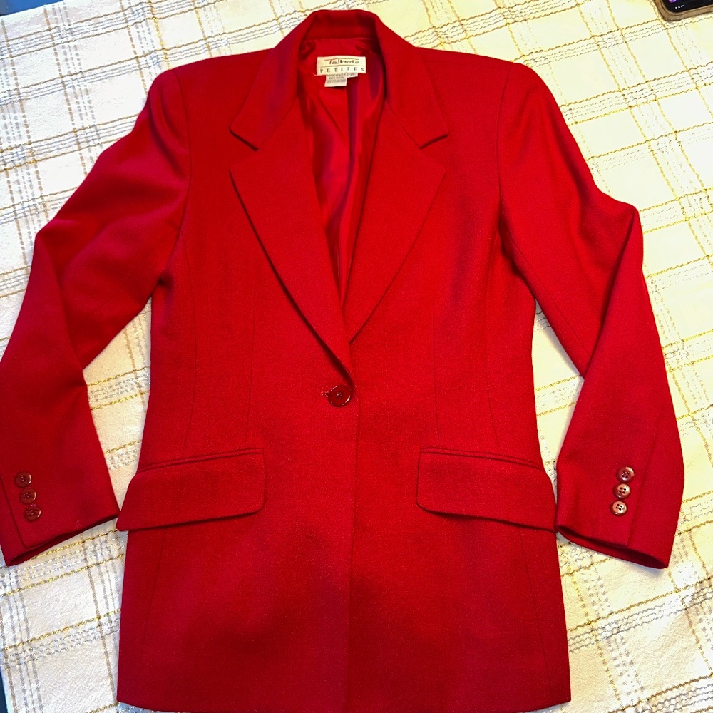 Talbots Petite Red Wool Suit ~ Jacket Sz 2 Skirt Sz 4 - Picture 6 of 13